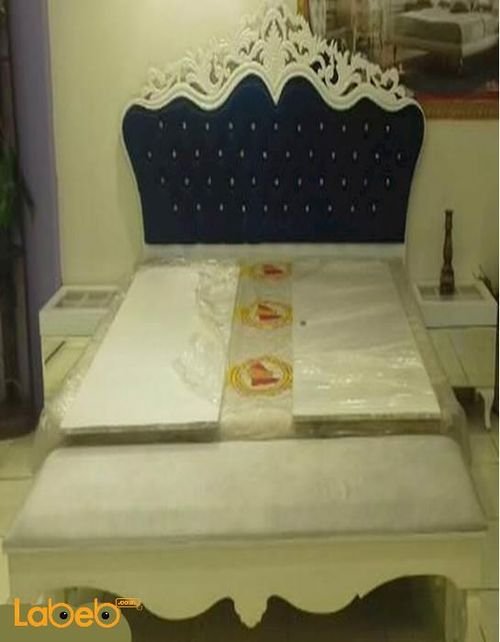 غرفة نوم - 7 قطع - خشب ماليزي - رمادي وكحلي - سرير بمقاس 2*2 متر
