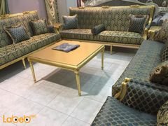 Sofa Set - 5 pieces separated - Turkish Fabric - gold &Dark blue