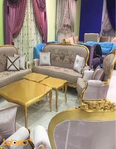 Sofa Set - 5 pieces - Tables Set - Turkish fabric - pink color