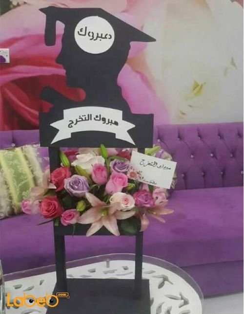 Stand for Graduation - With natural flowers - Purple pink & white
