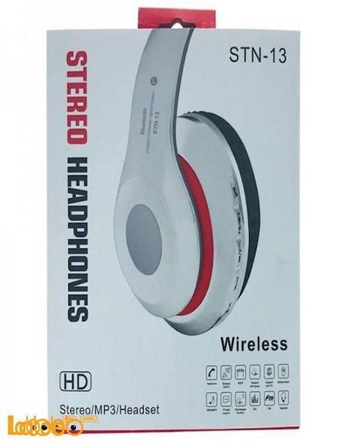 Pluetooth Stereo Headphones - radio - micro sd - White - STN-13