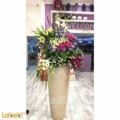 Natural flowers vase - with Gold base - White Pink & Purple