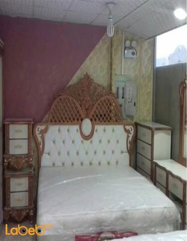 Bedroom - 7 pieces - Malaysian Wood - bed 2x2m - Copper & white