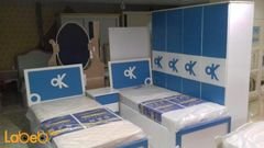 غرفة نوم اطفال للأولاد - 8 قطع - خشب ماليزي - لون أبيض وأزرق