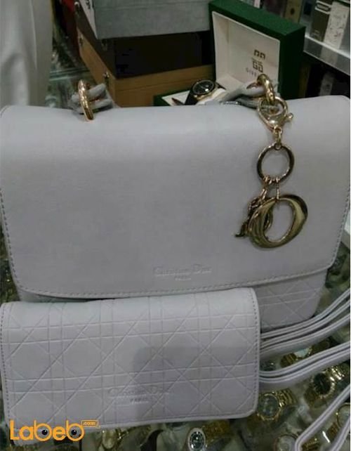 Christian Dior bag - gray color - with wallet - golden accessory