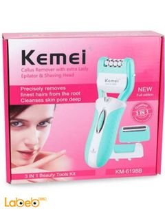 ماكينة ازالة الشعر Kemei - حلاقة وازالة الجلد الميت - موديل KM-6198B