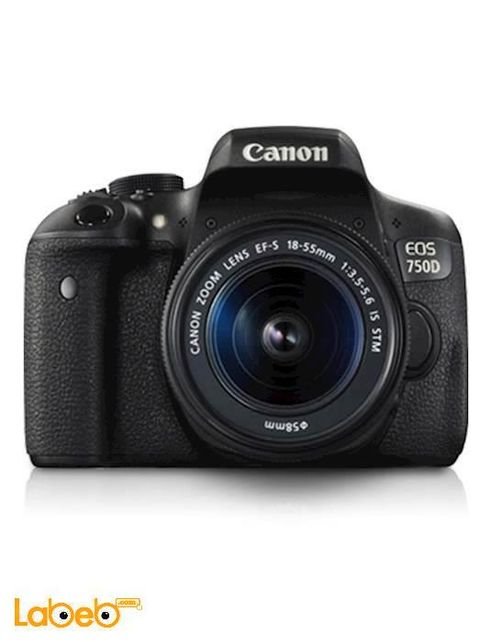 كاميرا كانون الرقمية - 24.4 ميجابكسل - تقريب 18-55مم - أسود - EOS-750D