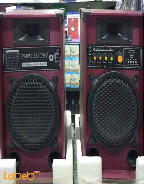 ABS DJ Speaker - 8inch - 25000Watt - Black & Red - ABS-8 model