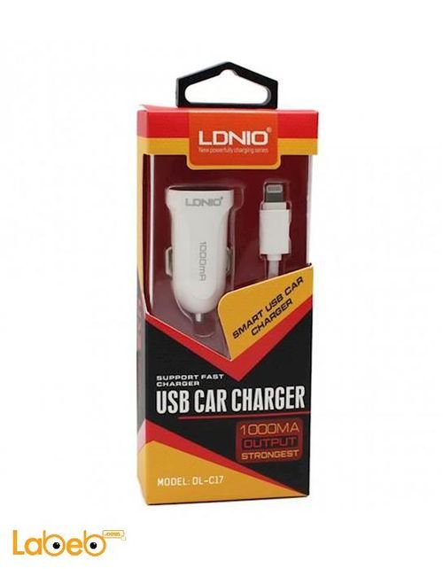 Ldnio USB car charger - 1xUSB port - White color - DL-C17