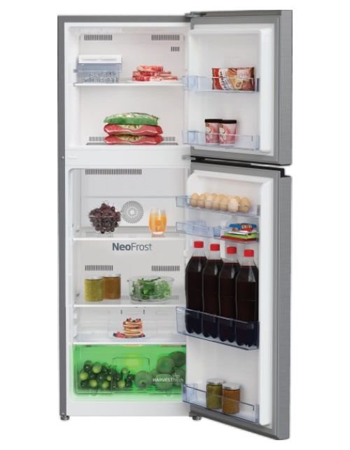 Beko refrigerator with top freezer, 9 cubic feet, silver color