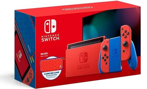 Nintendo Switch for Game, 2 Controllers, 32GB, Red and Blue Mario Edition