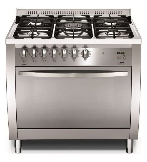 Lofra Gas Cooker & Oven, 90 x 60 cm, 5 Burners, Stainless Steel