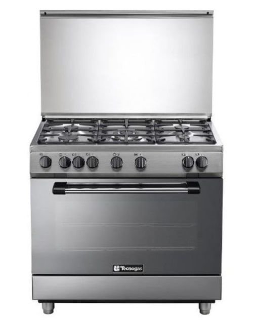 Tecnogas Gas Oven and Cooker, 90 x 60 cm, 5 Burners, Stainless Steel