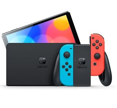 Nintendo Switch OLED Game Console, 7 Inch, Blue & Red Controllers, Black Color