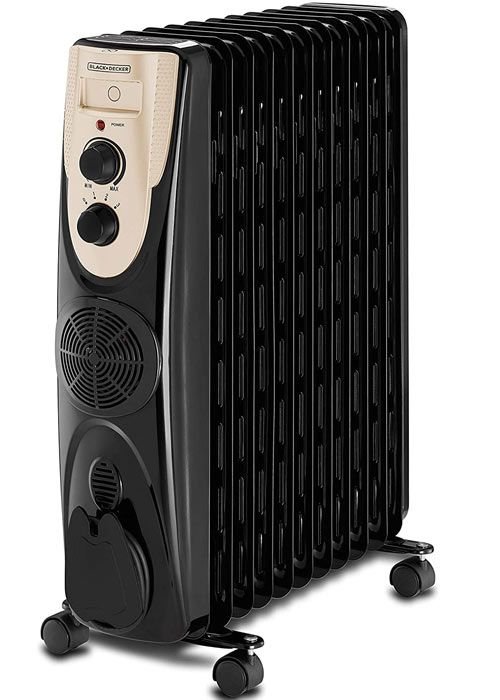 Black & Decker Oil Heater, 2500W, 3 Heat Settings, Black