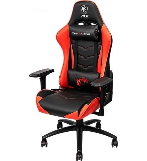 كرسي ألعاب MSI CH120، جلد PVC، قابلة للتعديل، أسود وأحمر