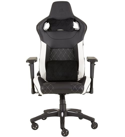 Corsair T1 Gaming Chair, PU Leather, Adjustable, Black & White