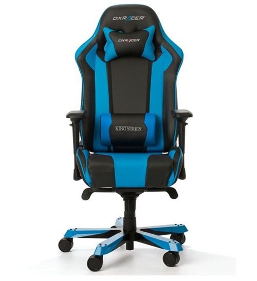 كرسي ألعاب DXRacer King، جلد PU، إطار فولاذ، أسود وأزرق