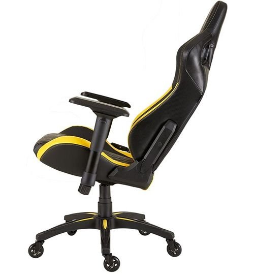 كرسي ألعاب كورسير T1، جلد PU، قابلة للتعديل، أسود وأصفر