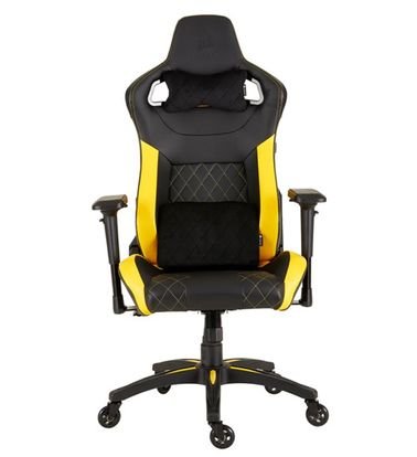 Corsair T1 Gaming Chair, PU Leather, Adjustable, Black & Yellow