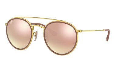 Ray-Ban Round Sunglasses 51 mm, Pink Lens, Gold Frame
