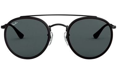 نظارة شمسية ريبان مستديرة 51 ملم، عدسات رمادي، إطار أسود