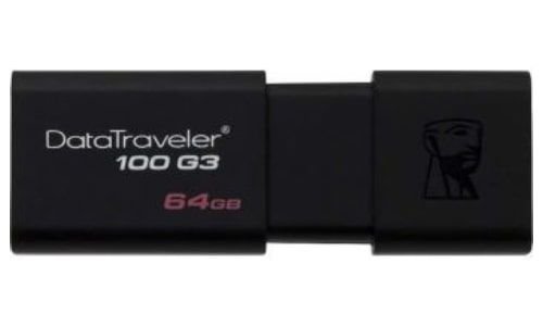 Flash Memory Kingston, 64GB, 3.0 DataTraveler, Black