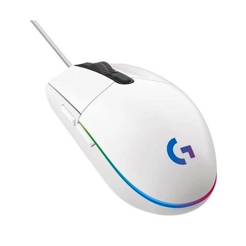 Logitech G203 Gaming Mouse, Wired, RGB, White