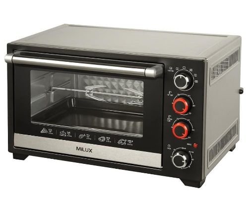 Milux Electric Oven, 45 Liter, 2000 Watt, Silver/Black