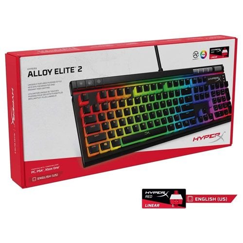 HyperX Alloy Elite 2 Gaming Keyboard, Mechanical, RGB, Black