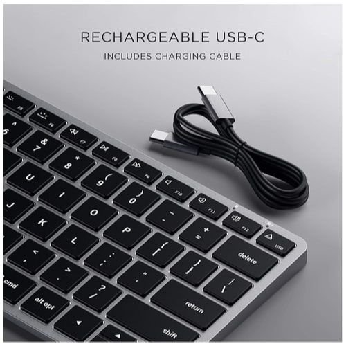 Satechi X1 Keyboard, Wireless, Illuminated Keys, Gray