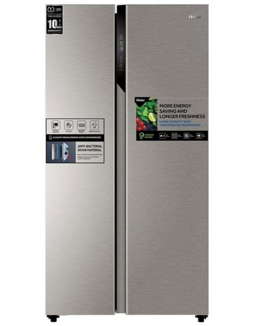 Haier Refrigerator Two Doors Side by Side, 17.8 Cu.Ft., Gray