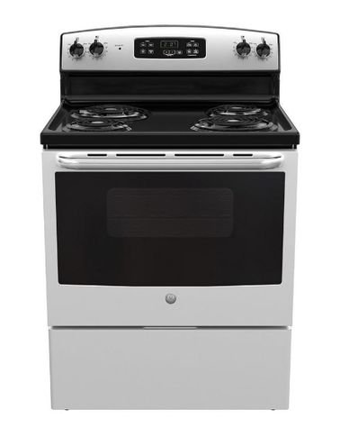 General Electric Electric Gas Stove & Oven, 4 Burners, Black