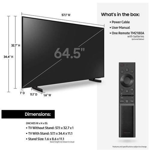 تلفزيون سامسونج كريستال HDR، شاشة 60 بوصة، 4k، أسود