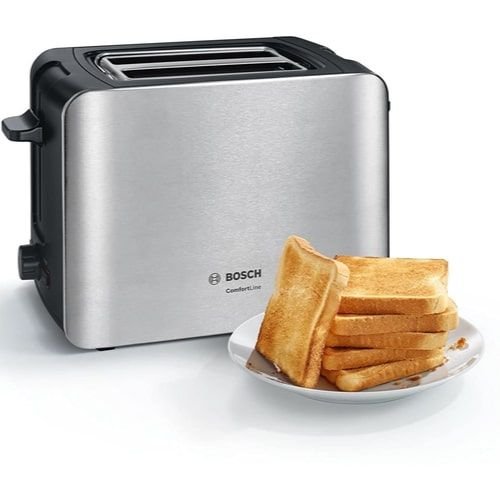 Bosch Toaster, 2 Slices, 1090 Watt, Stainless Steel