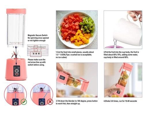 FlowerIce Portable Blender, 3.6V, Pink Color