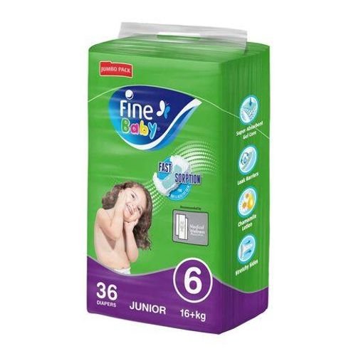 Fine baby diaper size 6 junior +16 Kg jumbo pack 36 diapers