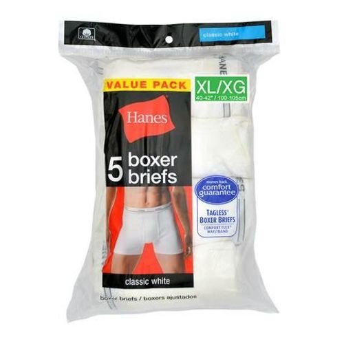 Hanes men white boxer briefs x-large size × 5 pieces