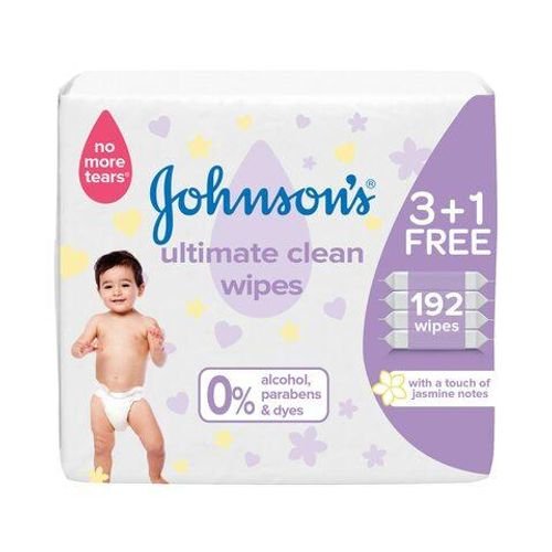Johnson's ultimate clean wipes with touch of jasmine notes 48 wipes x 3 +1 free