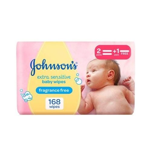 Johnson's extra sensitive baby wipes 56 wipes x 2 + 1 free
