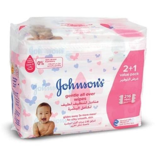Johnsons gentle all over wipes 72 x 2 + 1