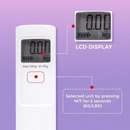 Battery Free Luggage Scale - Weight Scale 50 Kg/110 Lb Maximum Capacity, LCD Display with Automatic Switch Off - Ecological Battery Free Technology - Portable Weighing Scale