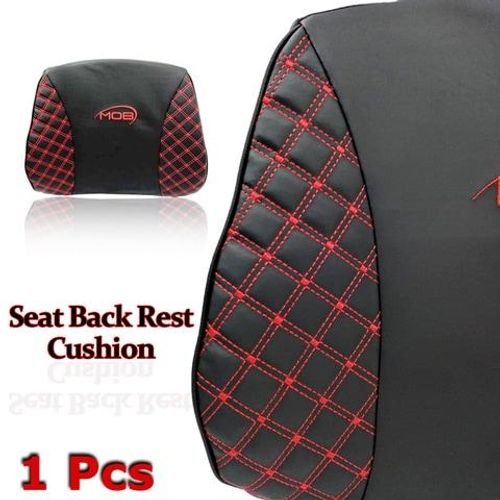 مسند ظهر للكرسي ، مقعد السيارة ووسادة الأريكة للألم ، مسند الظهر عالي الجودة مع جيوب للتخزين - أسود مع شريط أحمر 1 قطعة