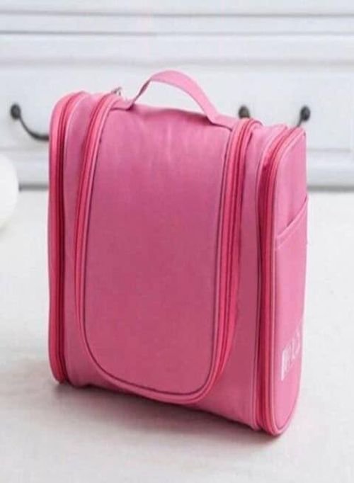 حقيبة مكياج متعددة الوظائف وقابلة للتعليق وردي