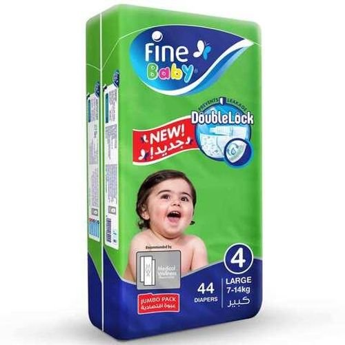 Fine Baby Diapers Size 4 Large 7-14 Kg Jumbo Pack 44 Diapers