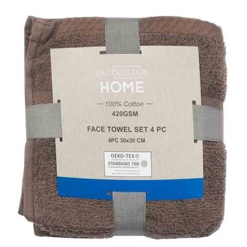 Face Towel 30 × 30 Cm 4 Pieces Taupe