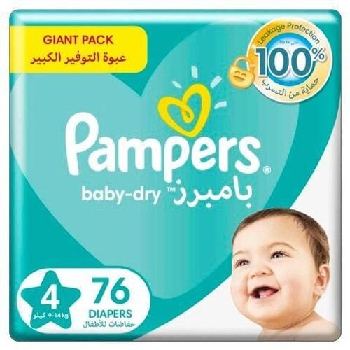 Pampers Baby-Dry Leakage Protection Diapers Size 4 9-14kg Mega Pack 76 Count
