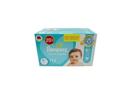 Pampers Baby-Dry Diapers, Size 4, 10-15kg, with Leakage Protection, 112 Baby Diapers
