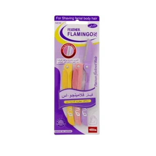 Feather Flamingo Face And Body Blades Multicolour 3 count