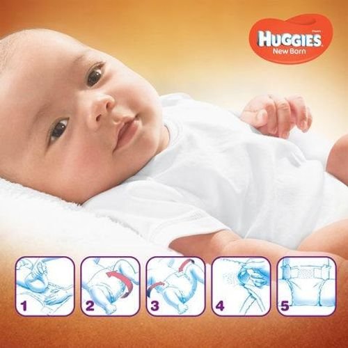Huggies New Born Baby Diaper Size 2 4-6kg Carry Pack White 21 count